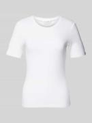 T-shirt met geribde ronde hals, model 'Betrina'