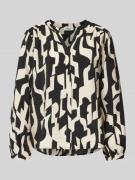 Relaxed fit blouse met lange mouwen in viscosemix met een tuniekhals