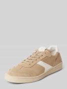Lage sneakers van fijn suède-rundleer met gladleren details