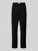 Tapered fit wollen broek met tunnelkoord, model 'Como'