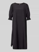 Midi-jurk met pofmouwen, model 'NETTI'