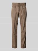Regular fit linnen broek met elastische band, model 'barton'
