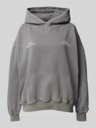 Oversized hoodie met labelprint, model 'LENA'