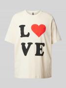 Loose fit T-shirt met statementprint, model 'VALERIE'