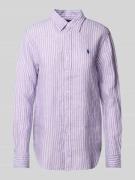 Classic fit overhemdblouse van linnen met logostitching