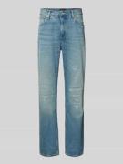 Straight fit jeans van zuiver katoen in used-look, model 'MERCER'