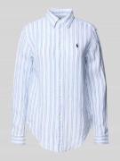 Classic fit overhemdblouse van linnen met logostitching