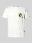T-shirt met geribde ronde hals, model 'BHJEM'