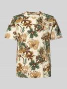 T-shirt met geribde ronde hals, model 'JEMO'