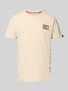 T-shirt met ronde hals, model 'Camo Sleeve'