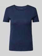 T-shirt met geribde ronde hals