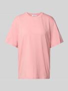T-shirt met geribde ronde hals, model 'Milly'