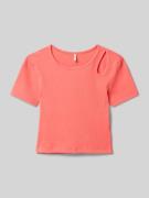 Slim fit T-shirt van katoenmix, model 'NESSA LIFE'