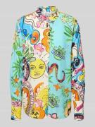 Blouse van viscose met kentkraag en sportmanchetten