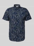 Slim fit overhemd met korte mouwen van katoenmix
