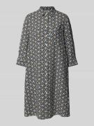 Uitlopende linnen jurk met pofmouwen