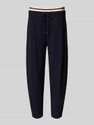 Stoffen broek met logo in band en tunnelkoord, model 'EDEN'
