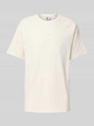 T-shirt met geribde ronde hals