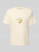 T-shirt met geribde ronde hals, model 'VARENNA'