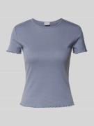 T-shirt met ronde hals en golvende zoom