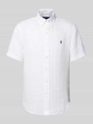Custom fit linnen overhemd met button-downkraag