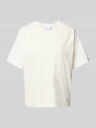 T-shirt met geribde ronde hals, model 'MONIE'