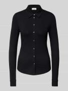 Overhemdblouse van viscosemix met platte kraag
