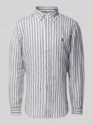 Custom fit linnen overhemd met button-downkraag