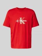 T-shirt met labelprint en ronde hals