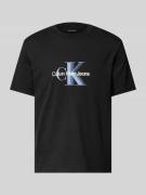 T-shirt met labelprint en ronde hals