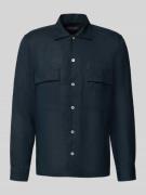 Regular fit linnen overhemd met klepzakken op de borst