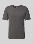 T-shirt met geribde ronde hals