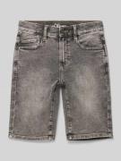 Korte slim fit jeans van katoenmix