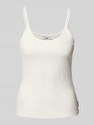 Top met bandjes in riblook met labeldetail