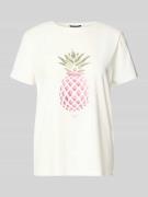 T-shirt met label met strass-steentjes