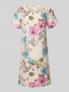 Knielange linnen jurk met ronde hals