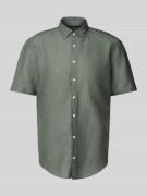 Slim fit linnen overhemd met knoopsluiting