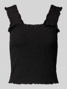 Slim fit top met bandjes en smok, model 'TAYLIN'
