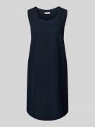 Knielange linnen jurk met ronde hals, model 'LAVA'