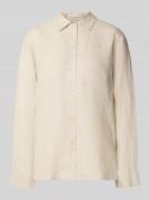 Regular fit linnen blouse met borstzak
