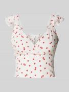 Slim fit korte top van pure viscose, model 'NOVA LIFE'