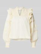 Regular fit blouse met gehaakt kant, model 'Mauri'