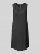 Knielange linnen jurk met labelapplicatie