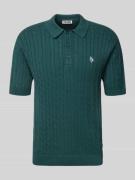 Slim fit poloshirt met kabelpatroon