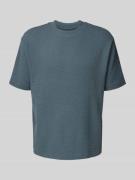 T-shirt met geribde ronde hals