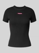 Slim fit T-shirt van ribstof