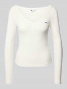Slim fit shirt met lange mouwen van katoenmix