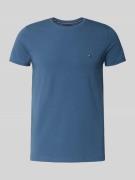 Slim fit T-shirt van een mix van katoen en elastaan