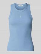 Tanktop in riblook met labelstitching