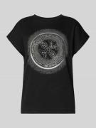 T-shirt met siersteentjes en ronde hals